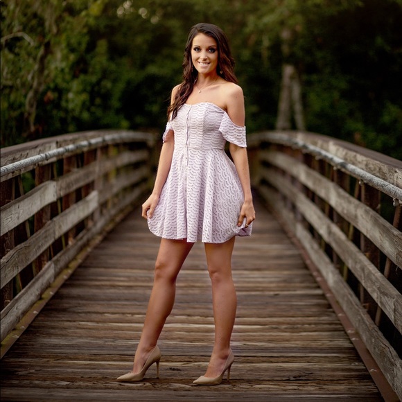 Lavender Off Shoulder Dress - Picture 3 of 3